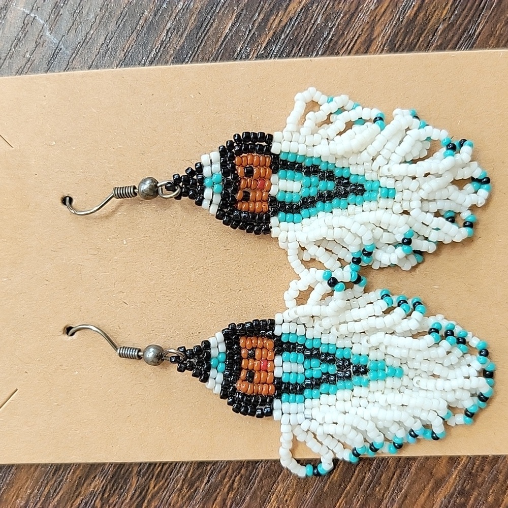 Beaded Indian Doll Dangling Earrings